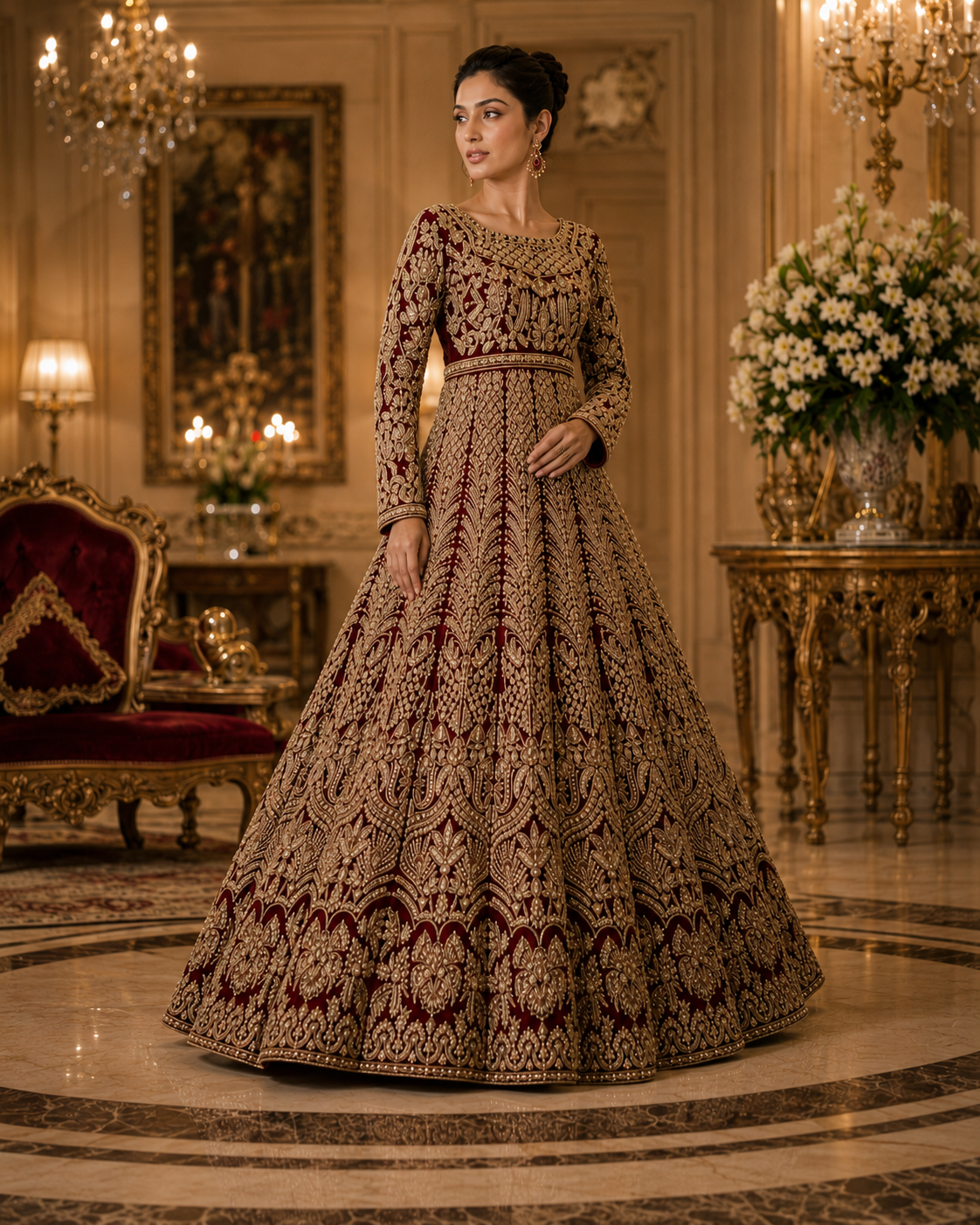 Gul-e-Zar premium gown side and back view