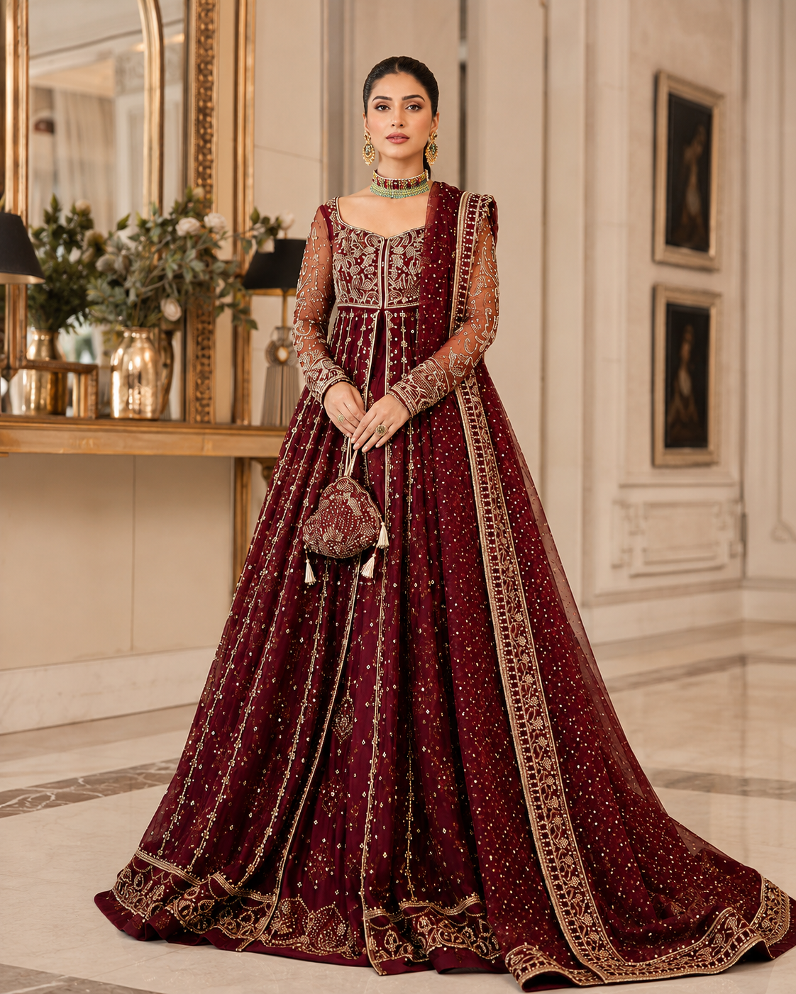 Mehroze premium ensemble side and back view
