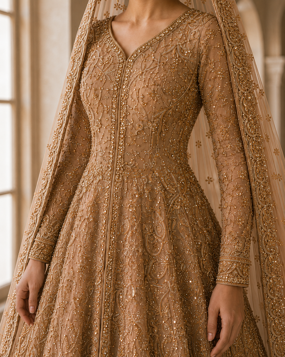 Sunehri-Mehr embroidery detail